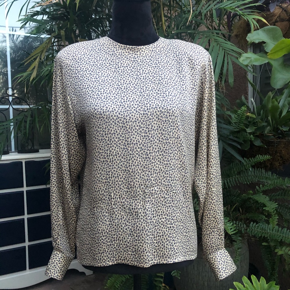 VTG Animal Print Silk Blouse